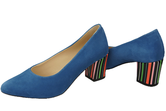 Dámská obuv Blue Suede Natural Leather Decorative Heel 158 With ElitaBut