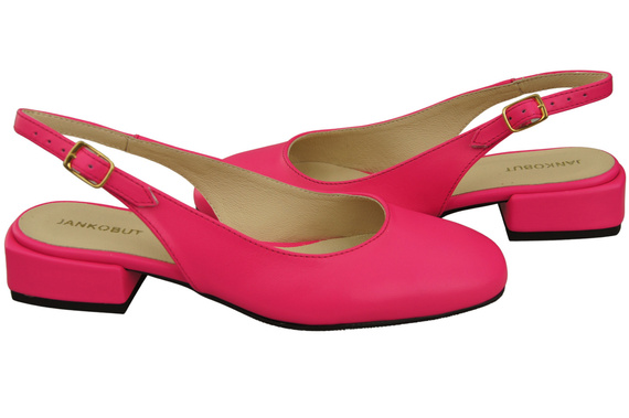 Dámská obuv Sandály Neon Pink Flat Heel Natural Leather 206 ElitaBut