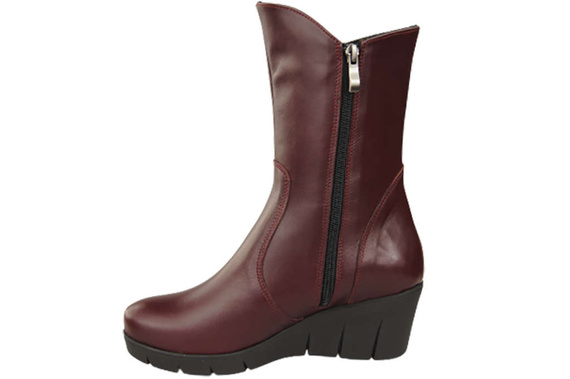 Obuv Dámské boty na vysokém podpatku z přírodní kůže Maroon 178 ElitaBut