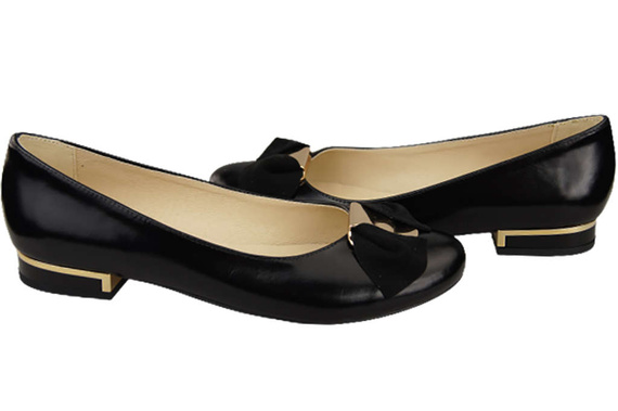 Dámská baletní obuv z přírodní kůže černá lesklá 894 ElitaBut
