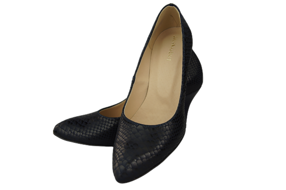 Dámská obuv Navy blue pumps Snake motif Natural leather 150 ElitaBut