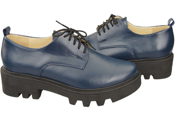 Obuv Dámské šněrovací polobotky Navy Blue Leather Natural 180 ElitaBut