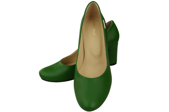 Obuv Classic Dámské zelené kožené lodičky Almond Nose 201 ElitaBut