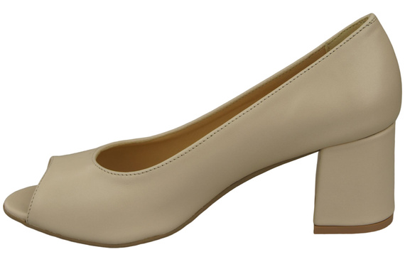 Dámská obuv PEEP TOE Beige Lodičky z přírodní kůže s potaženým podpatkem 192 ElitaBut