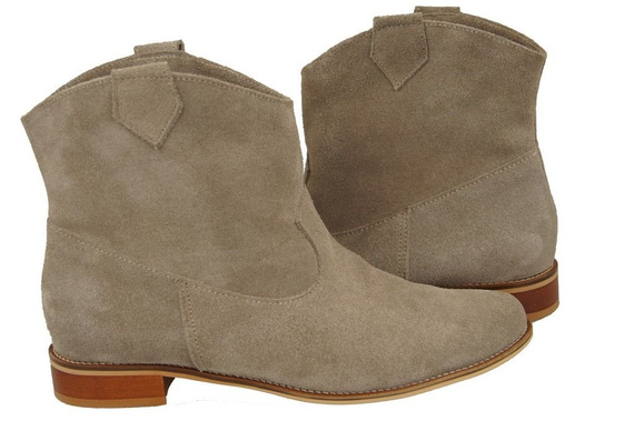 Obuv Dámské kozačky béžové Jaro / Podzim přírodní kůže velur 132 L ElitaBut