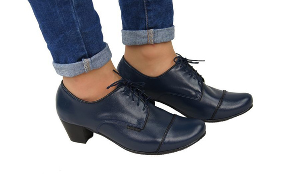 Dámská obuv šněrovací přírodní kůže Navy blue 956 ElitaBut