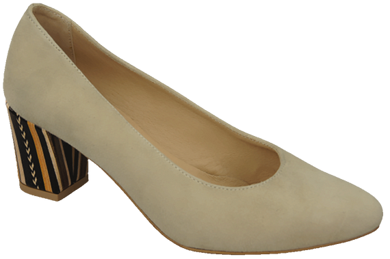 Dámská obuv Beige Natural Suede Leather Decorative Heel 158 With ElitaBut