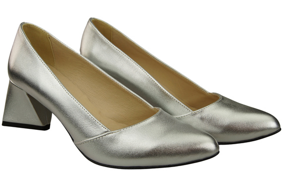 Dámské Lodičky Silver Pravá Kůže Špičatá Špička Podpatek ElitaBut 221