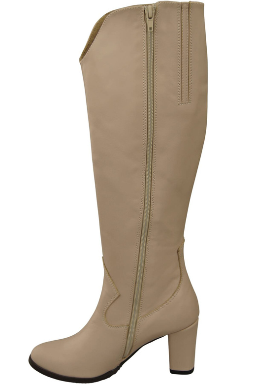 Stylová obuv Dámské kozačky Cappuccino Light On Stiletto přírodní kůže 211 ElitaBut