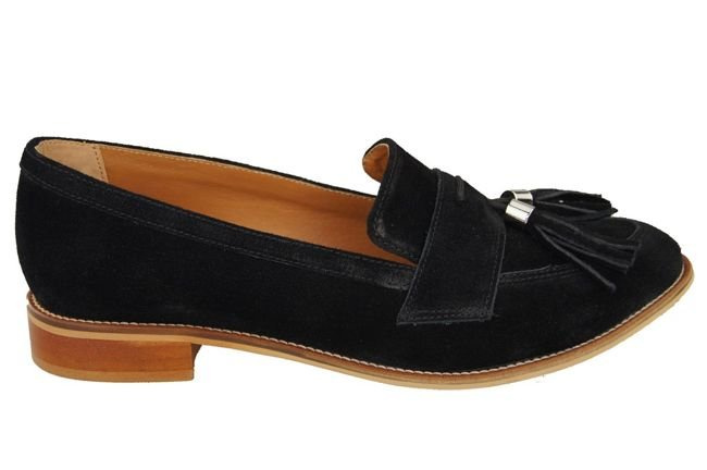 Dámská obuv Mokassins Natural Leather Velour Black 134 ElitaBut