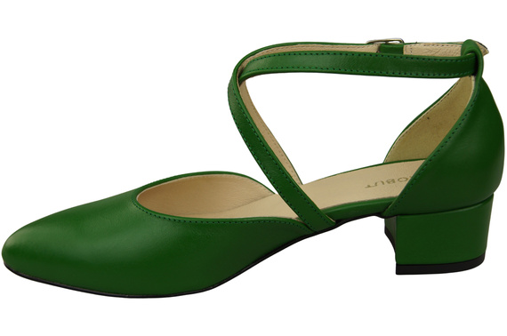 Dámské Sandály Kožené Zelená s Pásky na Nízkém Podpatku 223 ElitaBut