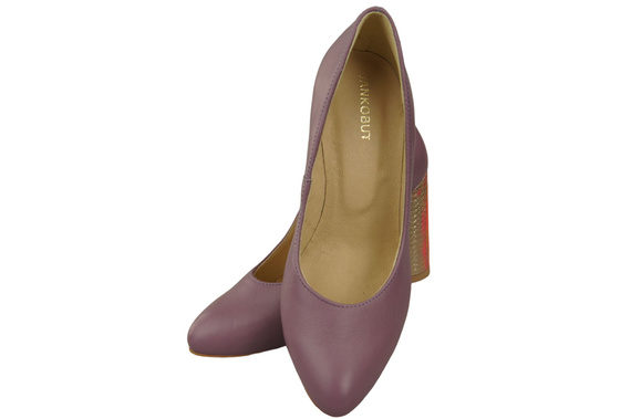Dámská obuv Dámské lodičky Fialová přírodní kůže Barevný ozdobný podpatek 194 ElitaBut