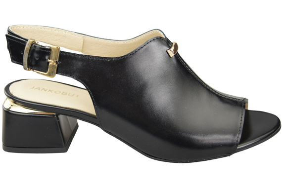 Dámská obuv Sandály černé lesklé zlaté přezky Přírodní kůže 198 ElitaBut