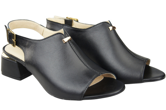 Dámská obuv Sandály Černá zlatá přezka Přírodní kůže 198 ElitaBut