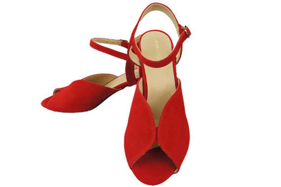Dámská obuv Červené semišové kožené sandály 185 ElitaBut