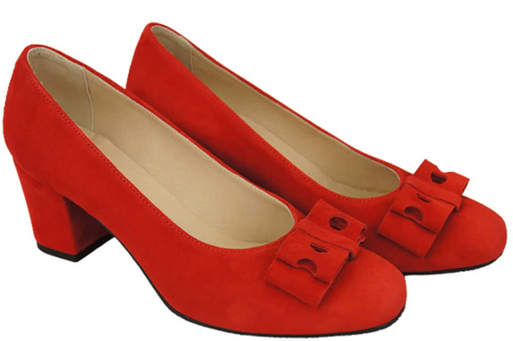 Dámská obuv Červené semišové kožené lodičky 163 ElitaBut