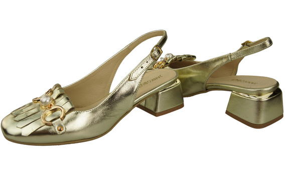 Dámská obuv Zlaté sandály zdobené třásněmi Přírodní kůže 208 ElitaBut