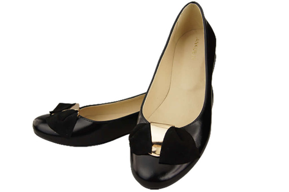 Dámská baletní obuv z přírodní kůže černá lesklá 894 ElitaBut