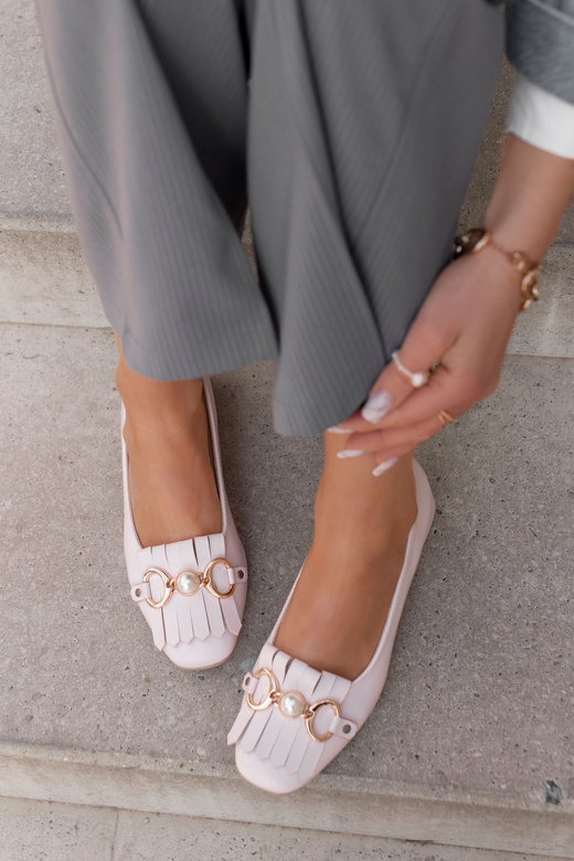 Dámská obuv Tassel Embellished pumps Powder pink Přírodní kůže 195 ElitaBut