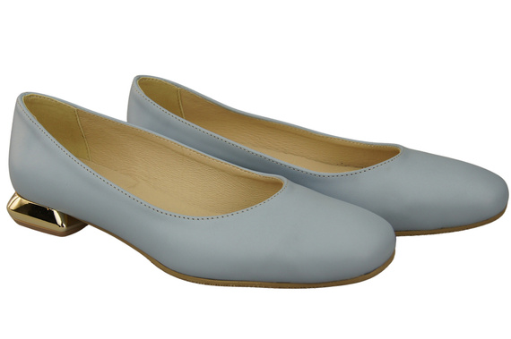 Dámské lodičky Světle modré lodičky s ozdobným podpatkem Přírodní kůže 209 ElitaBut