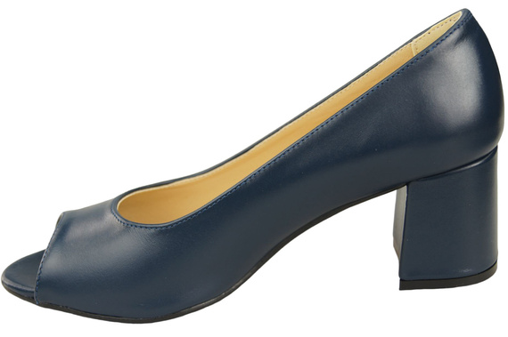 Dámská obuv PEEP TOE Navy blue Lodičky z přírodní kůže s potaženým podpatkem 192 ElitaBut