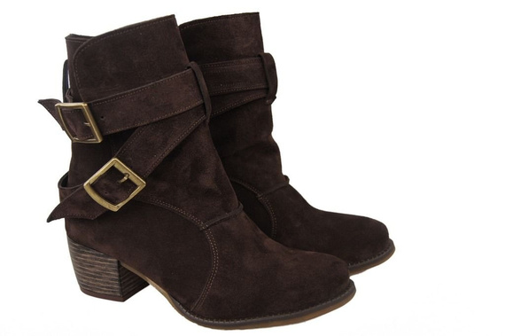 Dámské boty Natural leather Velour Chocolate 119 ElitaBut