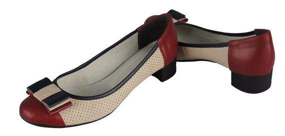 Dámská obuv Přírodní kůže Červená béžová 732 ElitaBut