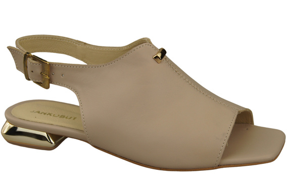 Pohodlné dámské sandály Cappuccino Bright Flat Gold Heel Natural leather 207 ElitaBut