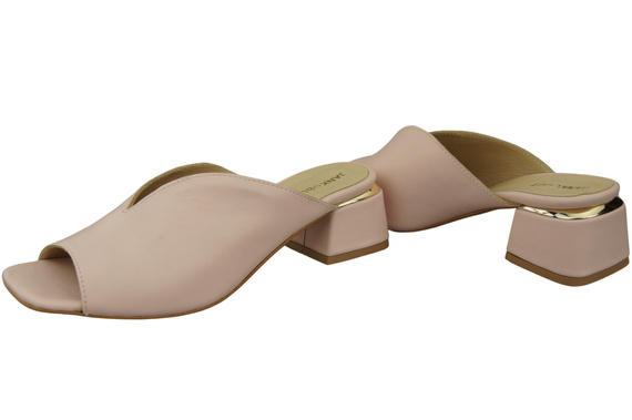 Dámské žabky na podpatku Powder Pink Natural Leather 210 ElitaBut