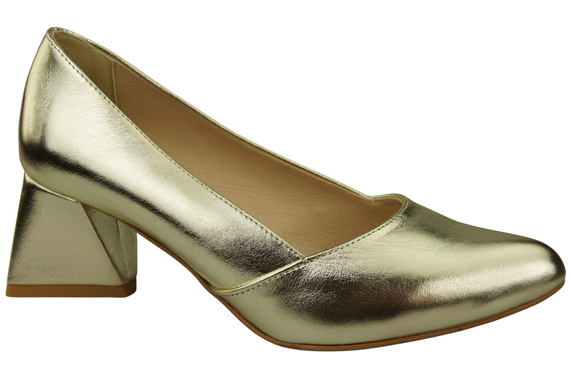 Dámské Lodičky Zlato Pravá Kůže Špičatá Špička Podpatek ElitaBut 221