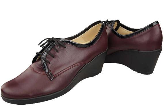 Obuv Dámské polobotky na vysokém podpatku z přírodní kůže Maroon 181 ElitaBut