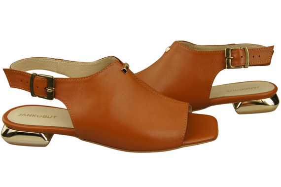 Pohodlná dámská obuv Červené sandály Plochý zlatý podpatek Přírodní kůže 207 ElitaBut