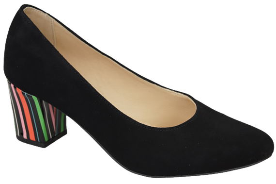 Dámská obuv černá semišová z přírodní kůže s ozdobným podpatkem 158 s ElitaBut