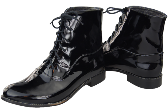 Dámské kozačky Černé lakované jaro/podzim z přírodní kůže 155 L ElitaBut