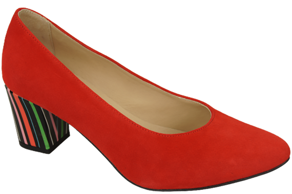 Dámská obuv Červená semišová obuv z přírodní kůže s ozdobným podpatkem 158 s ElitaBut