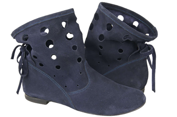 Dámské kozačky z přírodní kůže Velour navy blue 160 ElitaBut