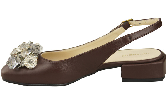 Dámská obuv Čokoládové sandály s krystaly Přírodní kůže 215 ElitaBut