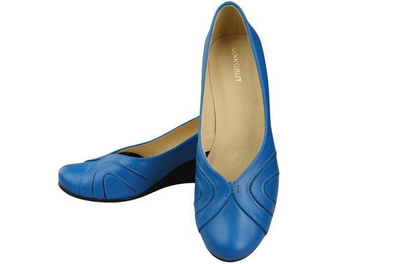 Boty na kotníku Modré dámské lodičky z přírodní kůže 828 ElitaBut