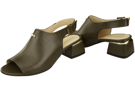 Dámská obuv Sandály Olive gold buckle Natural leather 198 ElitaBut