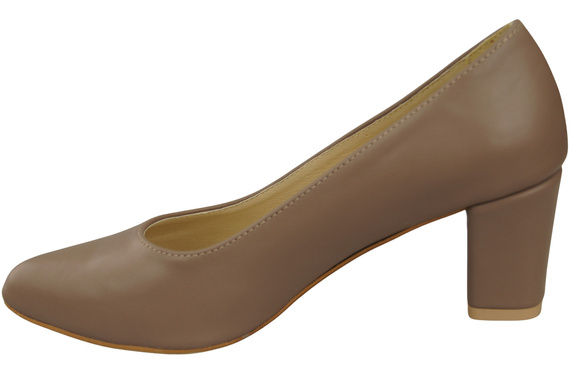 Klasické hladké boty Dámské lodičky Cappuccino Dark Natural Leather 213 ElitaBut