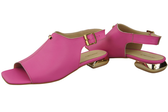 Pohodlná dámská obuv Sandály Fuchsiová Plochý zlatý podpatek Přírodní kůže 207 ElitaBut