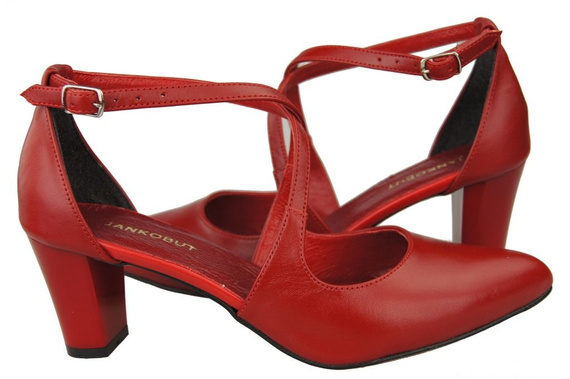 Dámské sandály na nízkém podpatku Červená kůže 102 ElitaBut