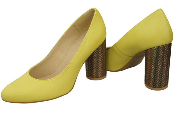 Dámské lodičky Lemon z přírodní kůže Barevný ozdobný podpatek 194 ElitaBut