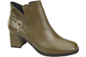 Dámské kotníkové boty ElitaBut 226 Olive z pravé kůže, zateplené, hranatá špička, široký podpatek (blok)