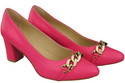 Klasické dámské boty Neon Pink Natural Leather pumps with Gold Ornamental Chain 200 ElitaBut