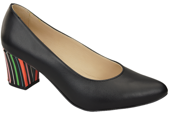 Dámská obuv Dámské lodičky černé přírodní kůže s ozdobným podpatkem 158 ElitaBut