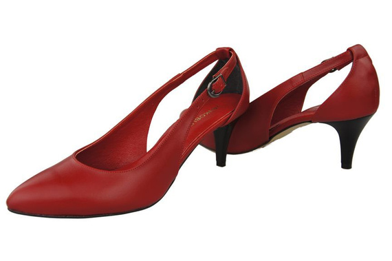 Dámská obuv Nízké sandály na podpatku Přírodní kůže Červená 973 ElitaBut