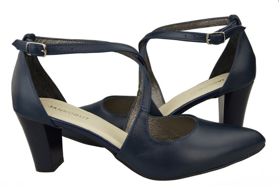Dámská obuv Sandály na nízkém podpatku tmavě modré z přírodní kůže 102 ElitaBut