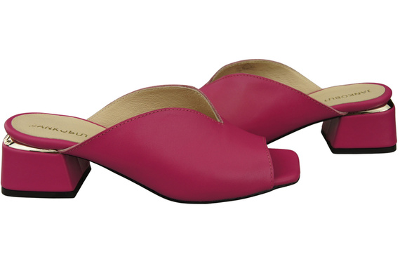 Dámské žabky na podpatku Fialová přírodní kůže 210 ElitaBut