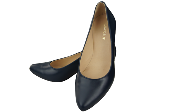 Dámská obuv Námořnická modř Lodičky z přírodní kůže s ozdobným podpatkem 158 ElitaBut